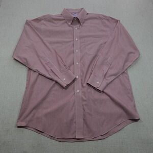 Brooks Brothers Shirt Mens Large 16.5 34 Red White Stripe Classic Supima Cotton